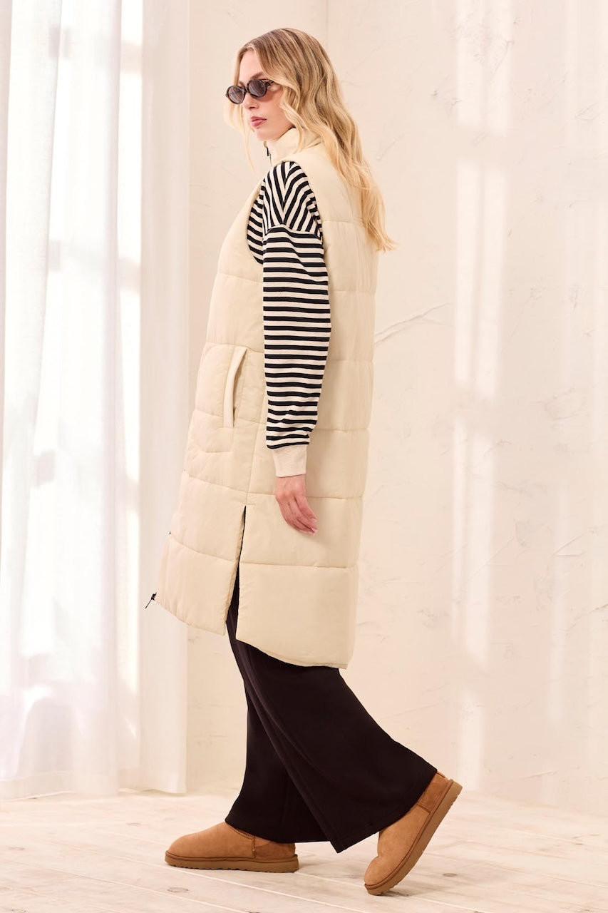 La veste longue sans manches matelassée Tribal | 2314O-3823