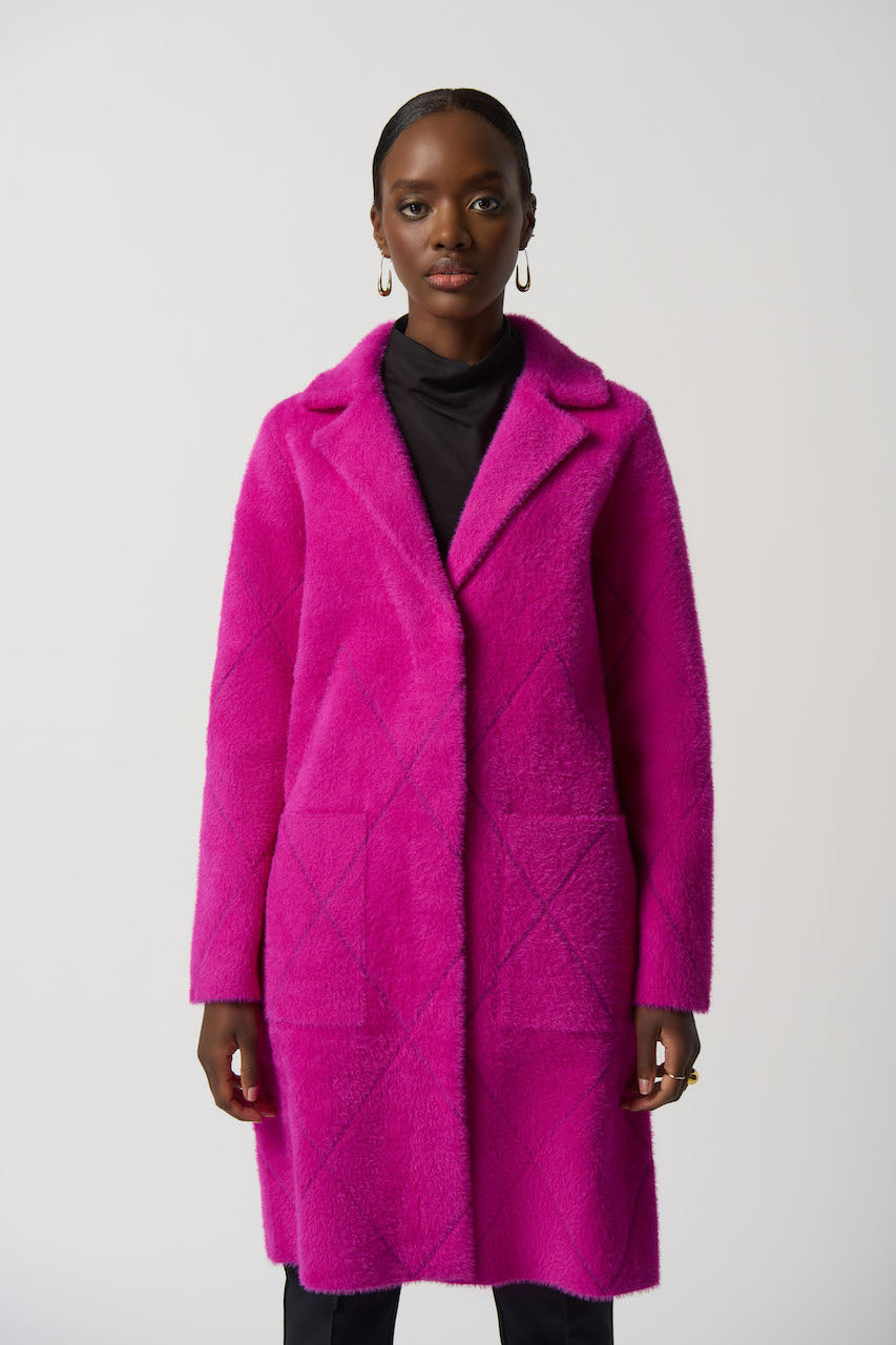 Manteau rose à col cranté collection Joseph Ribkoff automne 2023