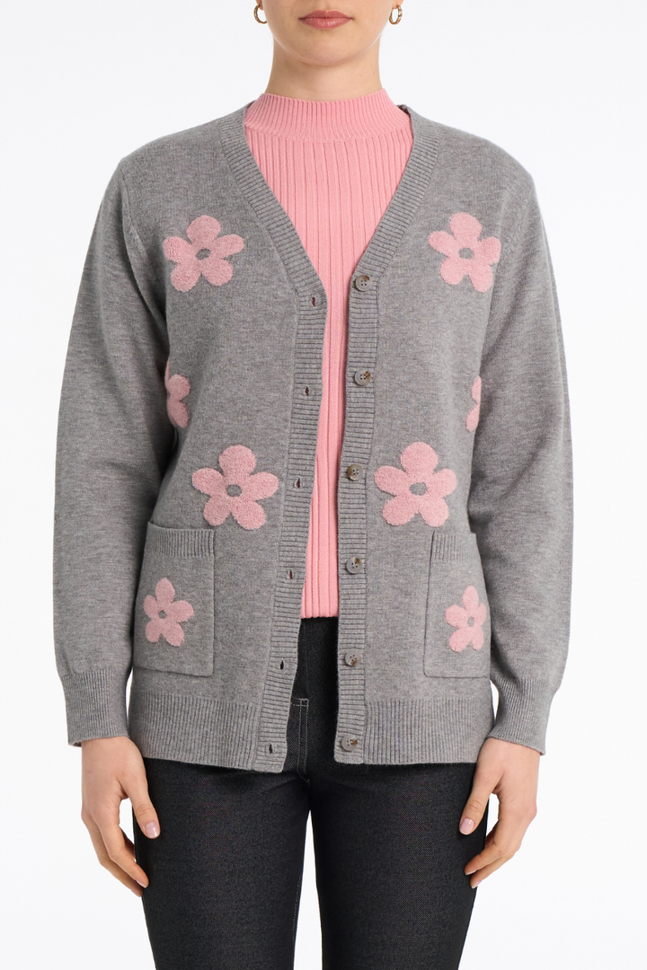 Le cardigan orné de fleurs Moffi | 25033C
