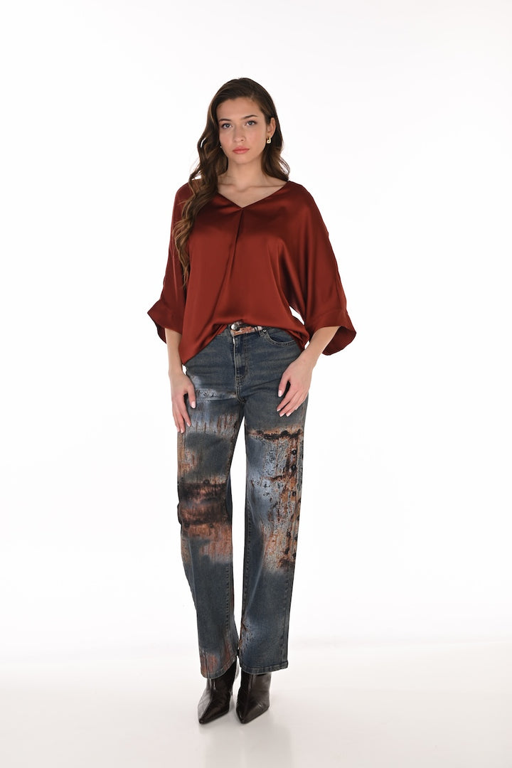 Le jean à jambe large imprimé Frank Lyman | 263743