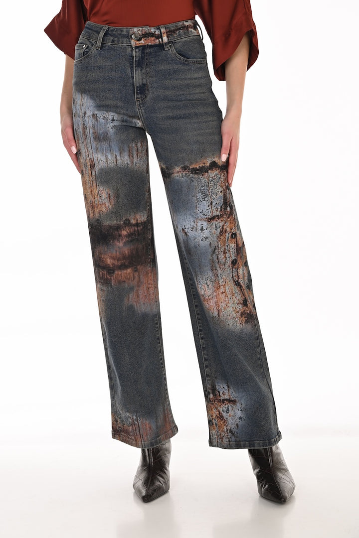 Le jean à jambe large imprimé Frank Lyman | 263743