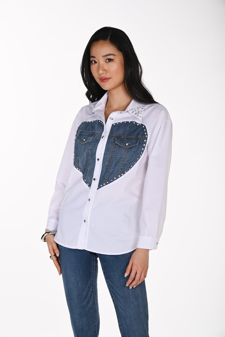 La blouse à cœur en denim Frank Lyman | 264854