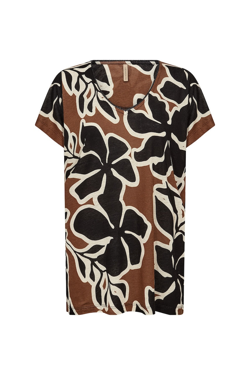 Le t-shirt imprimé floral en lin Soya Concept | 27617