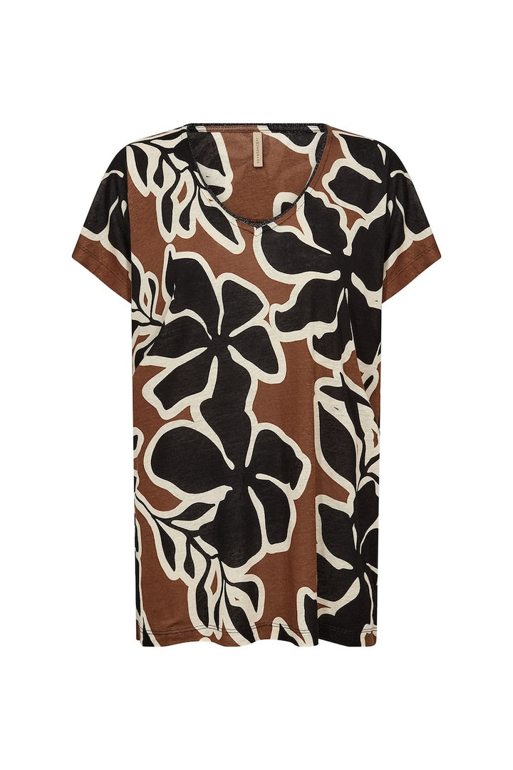 Le t-shirt imprimé floral en lin Soya Concept | 27617