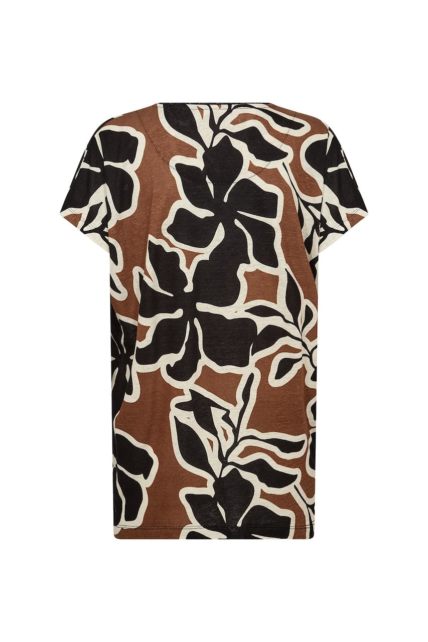 Le t-shirt imprimé floral en lin Soya Concept | 27617
