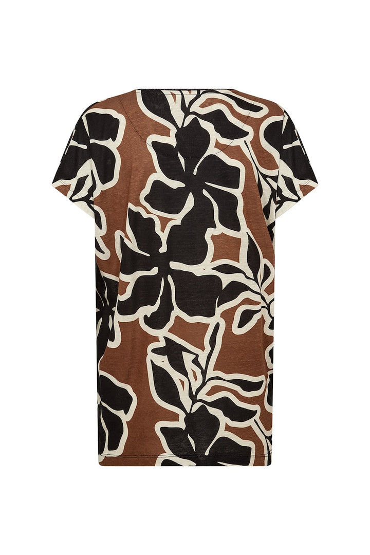 Le t-shirt imprimé floral en lin Soya Concept | 27617