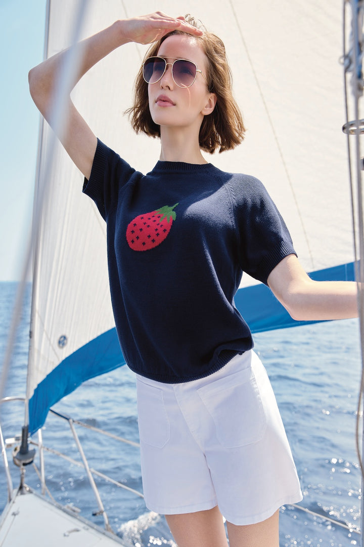 Le pull léger motif de fraise Charlie B. | C2972-577C