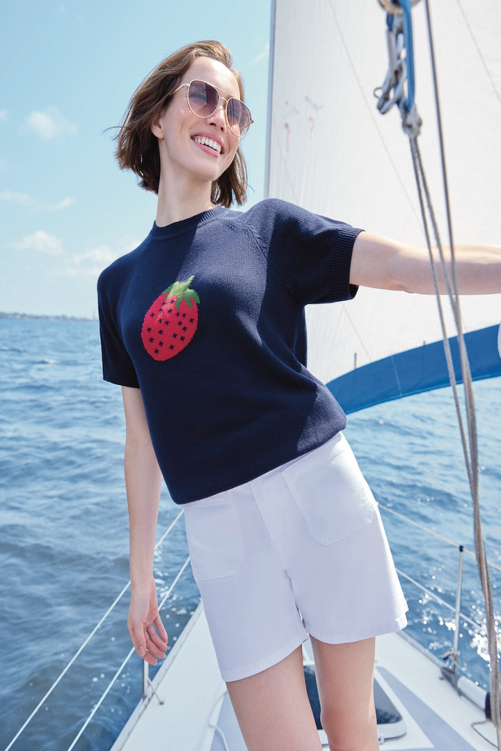 Le pull léger motif de fraise Charlie B. | C2972-577C