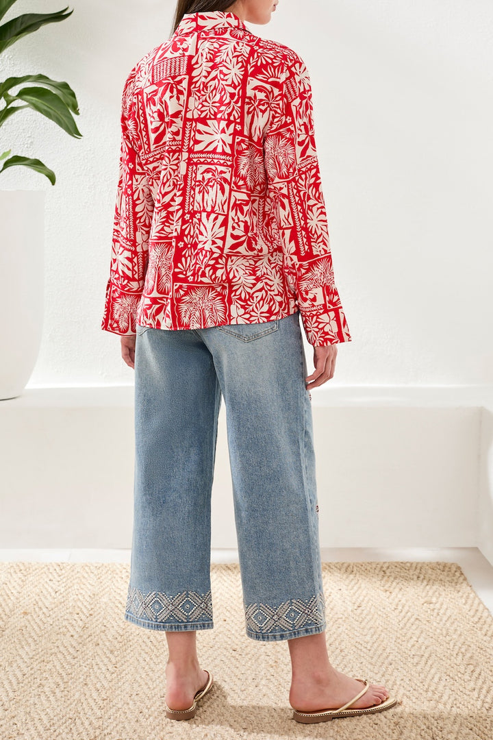 Le chemisier imprimé dynamique Tribal | 3003O-8374