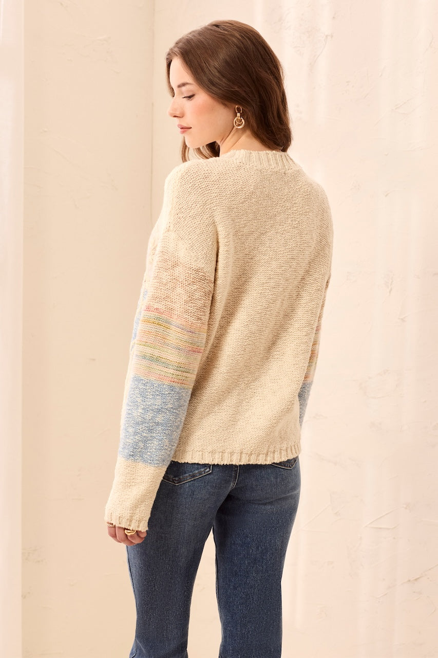 Le pull brodé en tricot texturé Tribal | 3194O-8495