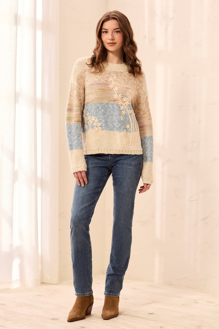 Le pull brodé en tricot texturé Tribal | 3194O-8495