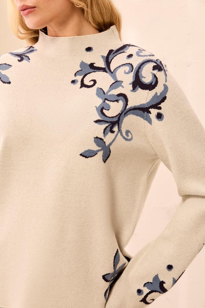 Le pull à col montant fleuri Tribal | 3227O-8012