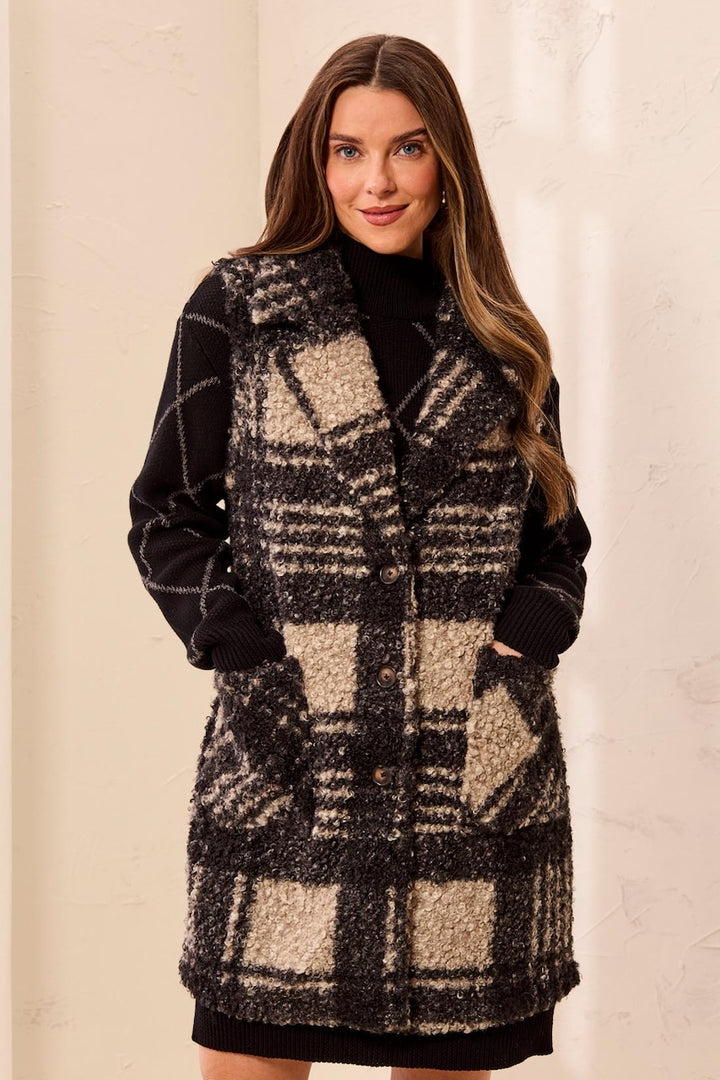 Le manteau sans manches à carreaux Tribal | 3235O-8542