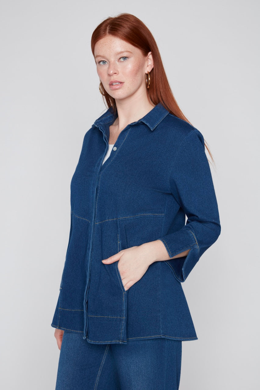 La chemise à manches trois-quarts Compli K 36518 – Bleu – vue 1