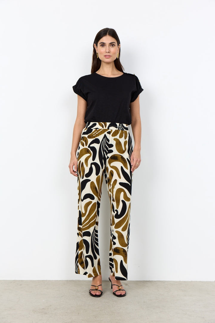 Le pantalon fluide imprimé abstrait Soya Concept | 41763