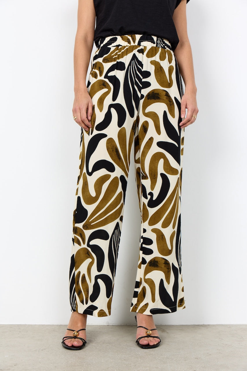 Le pantalon fluide imprimé abstrait Soya Concept | 41763