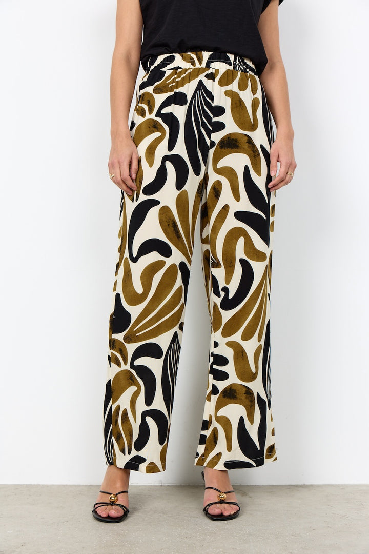 Le pantalon fluide imprimé abstrait Soya Concept | 41763