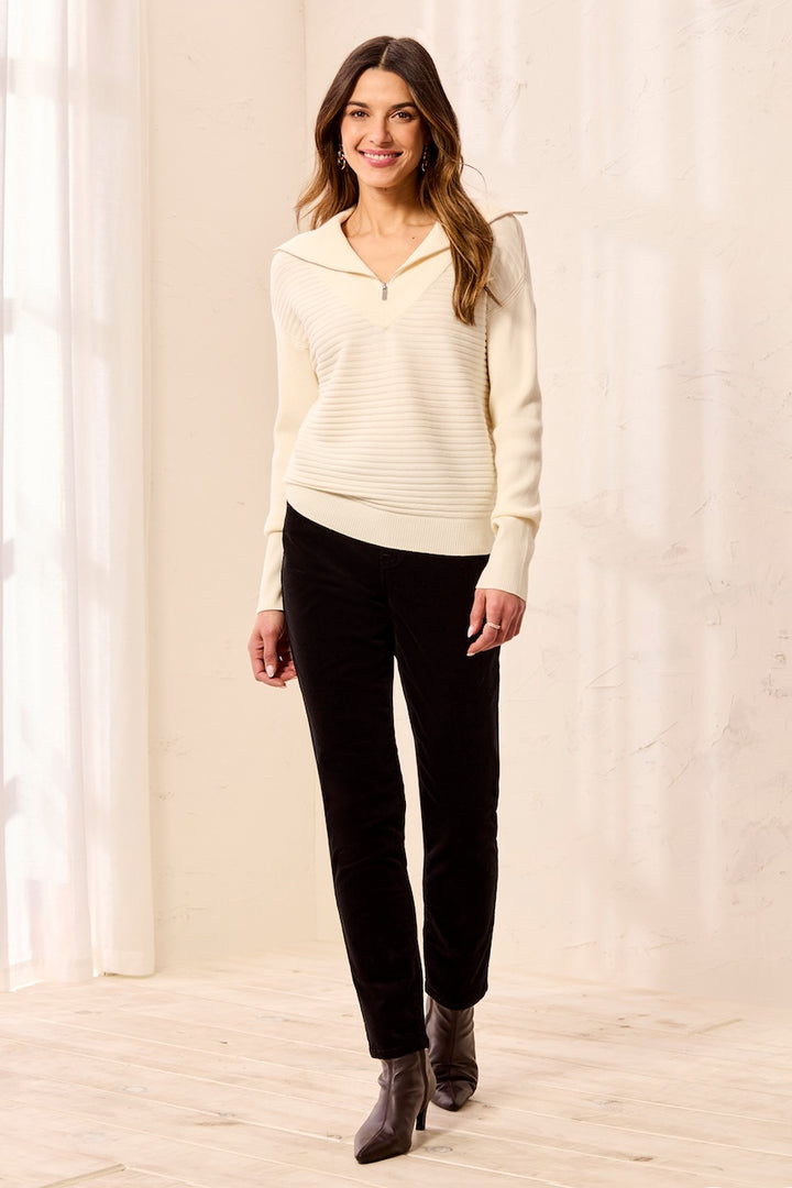 Le pull à demi-zip côtelé Tribal | 6028O-5118
