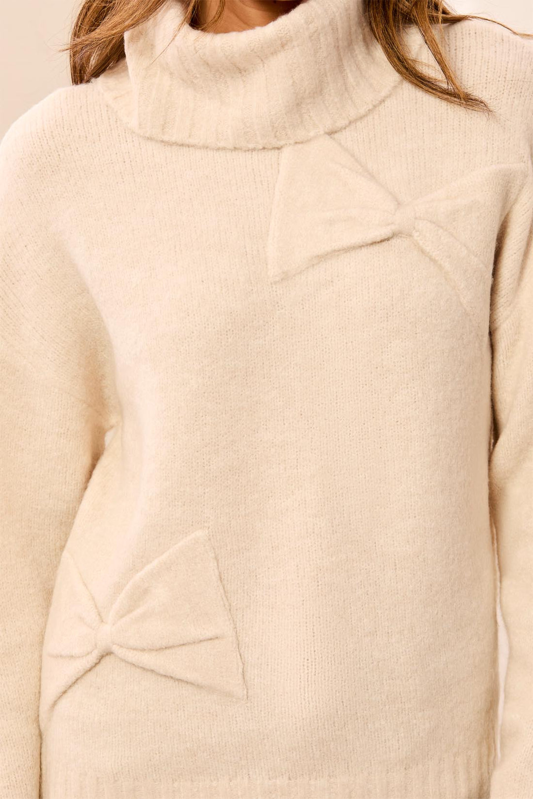 Le chandail à col roulé avec nœuds Tribal 6312O-5131 – Cream – vue 3