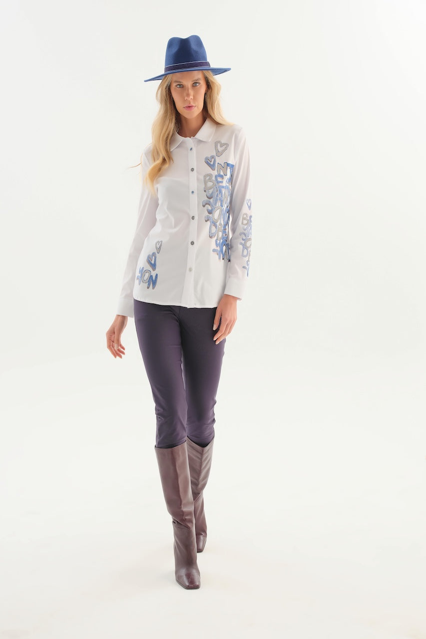La blouse à imprimé graphique Dolcezza 76261 – Blanc – vue 2