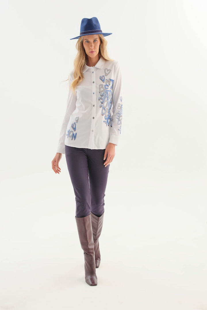 La blouse à imprimé graphique Dolcezza 76261 – Blanc – vue 2