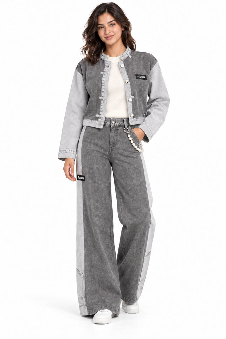 Le pantalon à jambe large avec détails perlés Tricotto | 96029