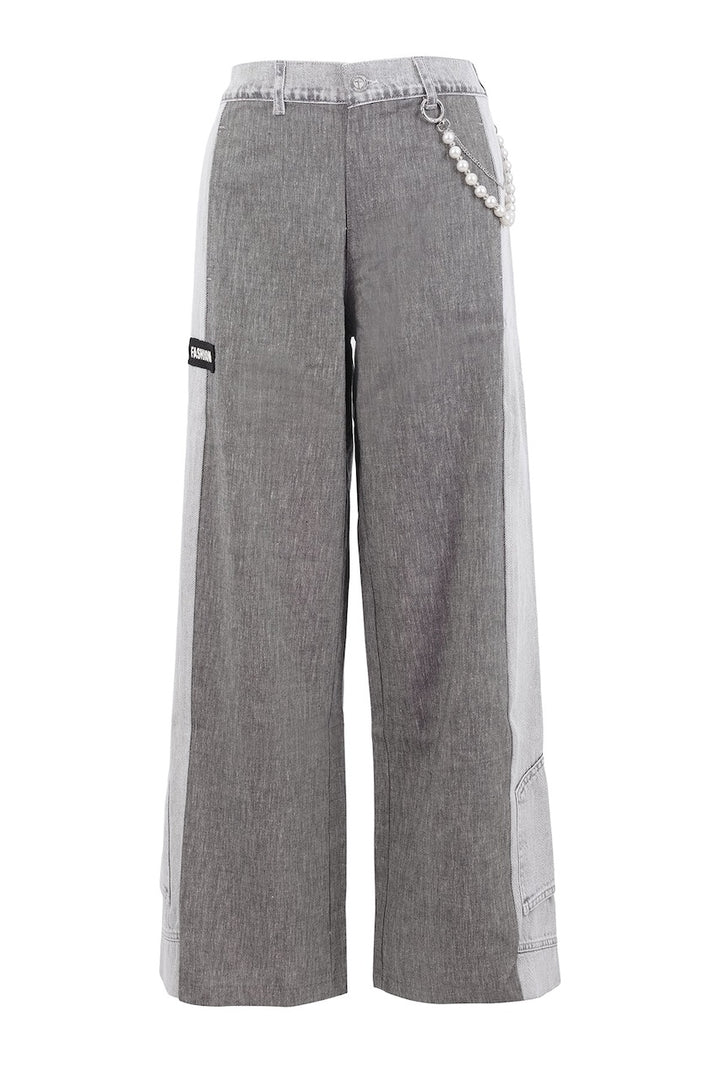 Le pantalon à jambe large avec détails perlés Tricotto | 96029