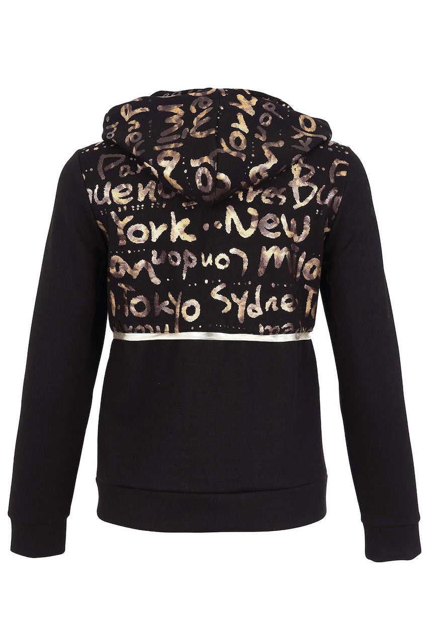 La veste à capuchon imprimée Tricotto 96032 – Noir – vue 6
