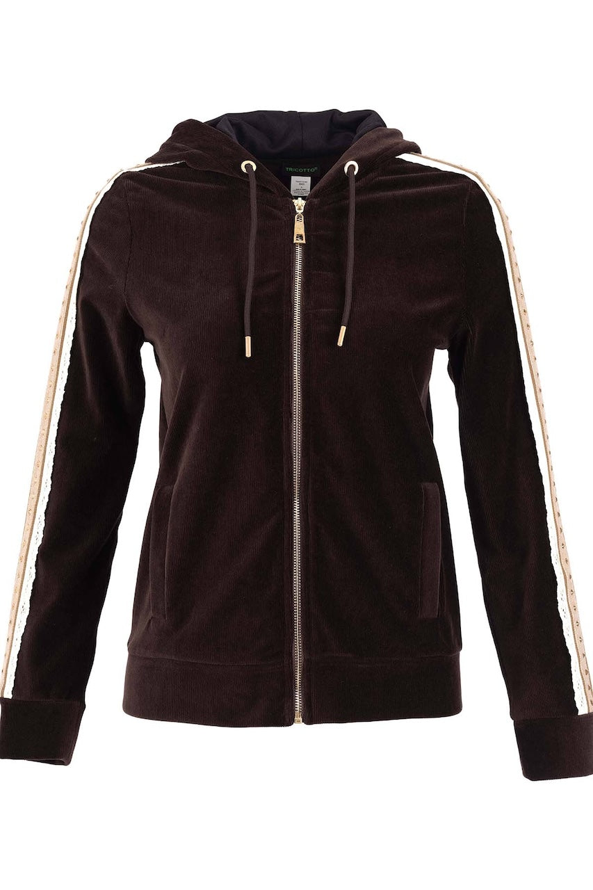 La veste en velours à capuchon Tricotto 96046 – Brown – vue 2