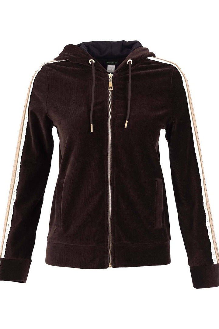 La veste en velours à capuchon Tricotto 96046 – Brown – vue 2