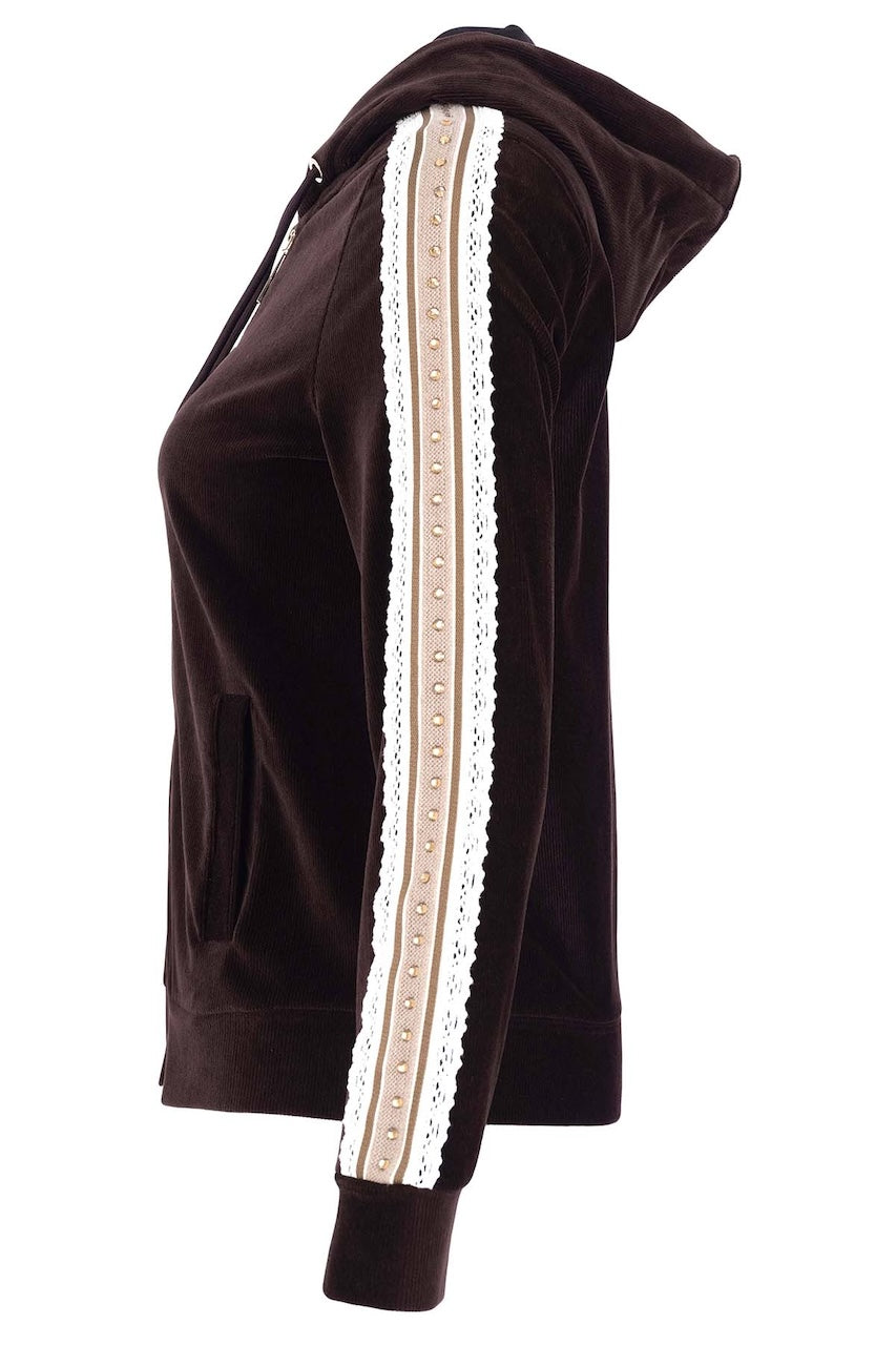 La veste en velours à capuchon Tricotto 96046 – Brown – vue 3