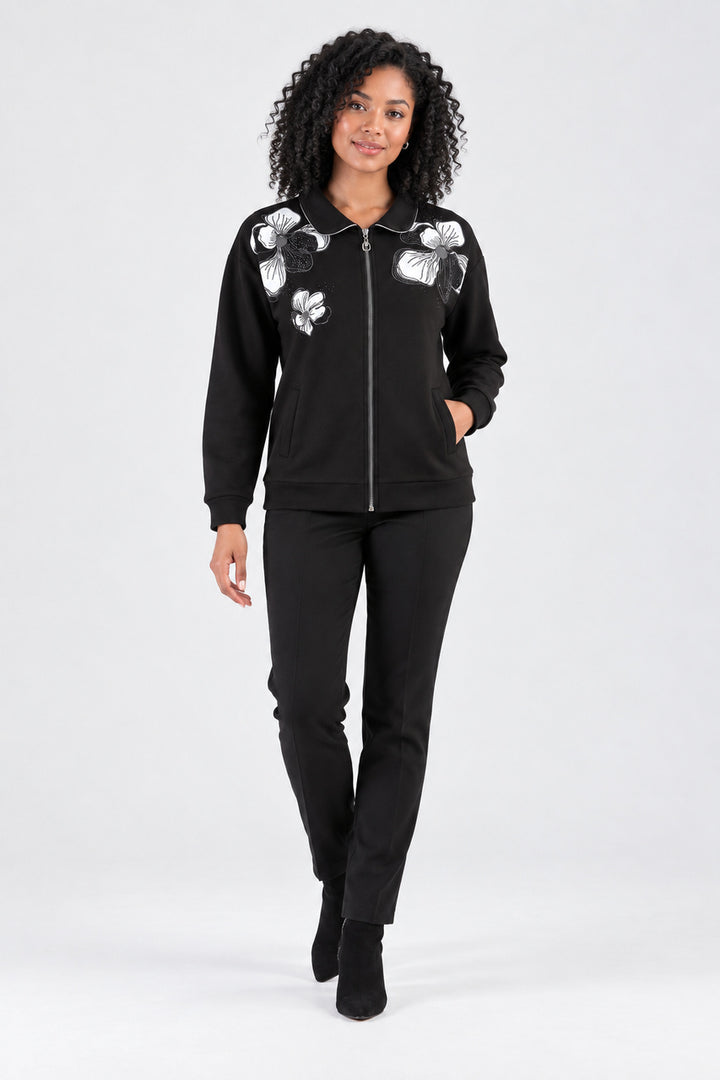 La veste à fermeture éclair Tricotto 96124 – Noir – vue 1