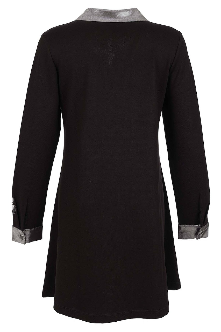 La robe noire à détails irisés Tricotto 96075 – Noir Argent – vue 3