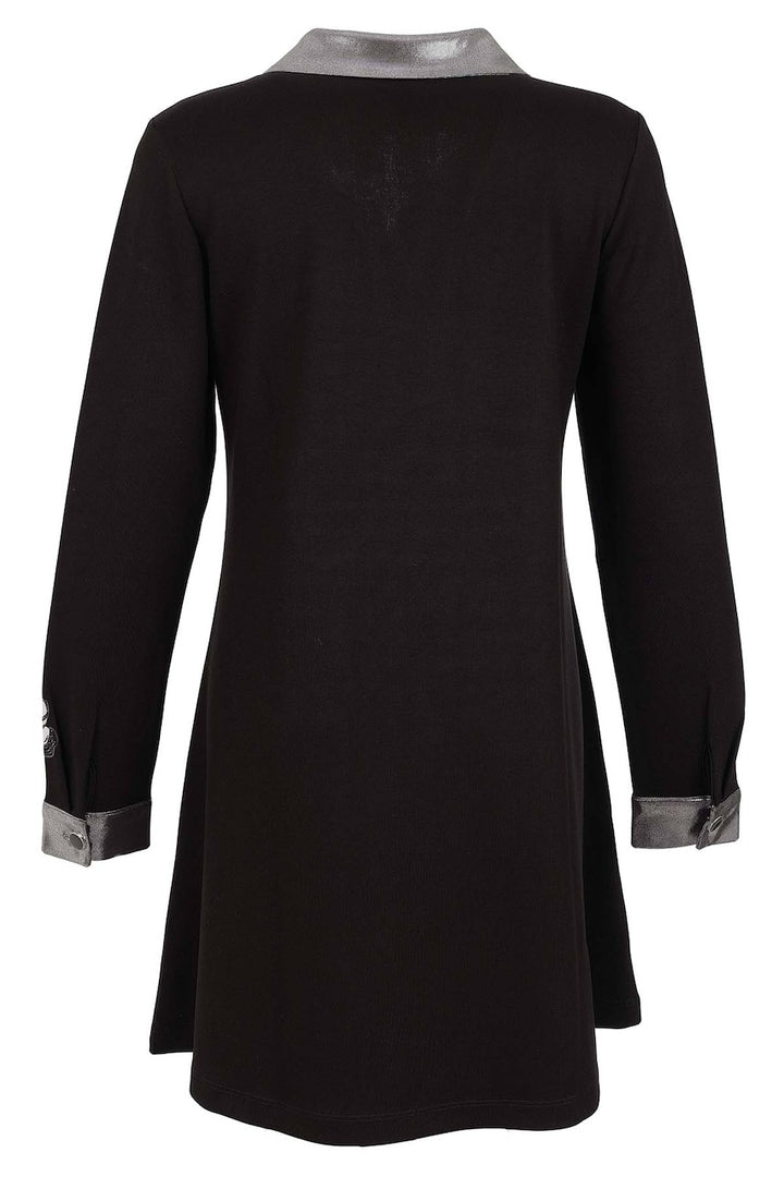 La robe noire à détails irisés Tricotto 96075 – Noir Argent – vue 3