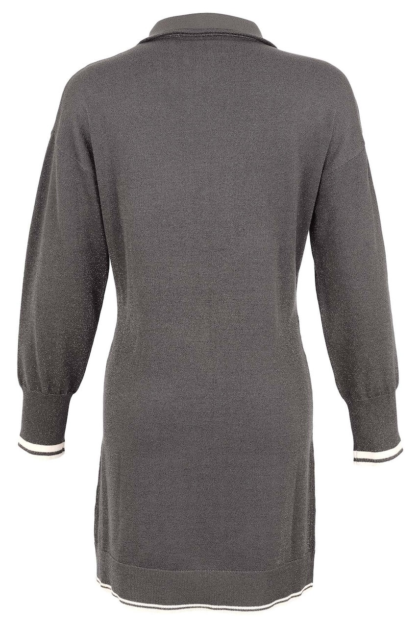 La robe courte en tricot métallisé Tricotto 96183 – Grey – vue 3