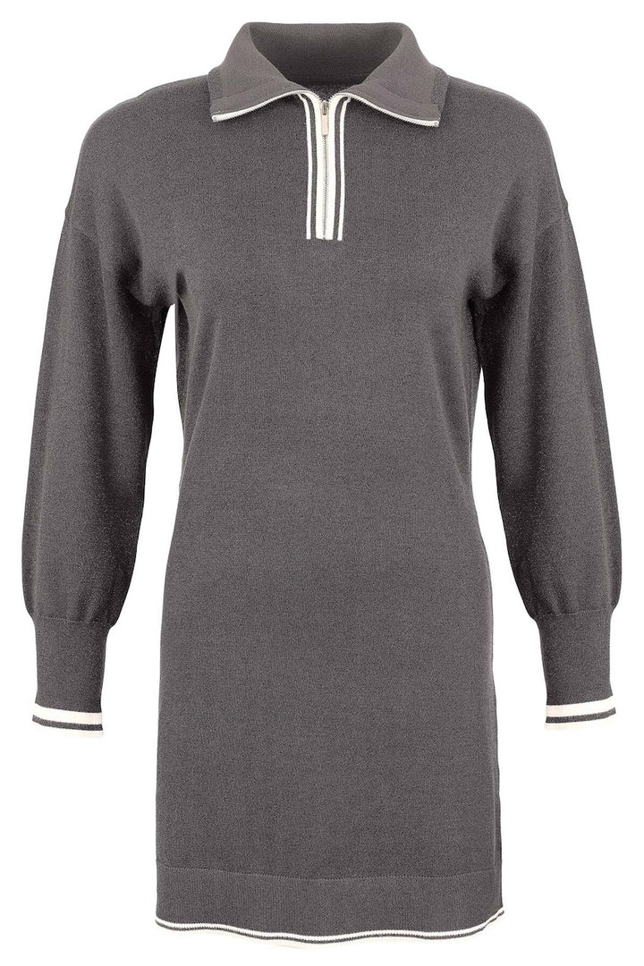 La robe courte en tricot métallisé Tricotto 96183 – Grey – vue 2