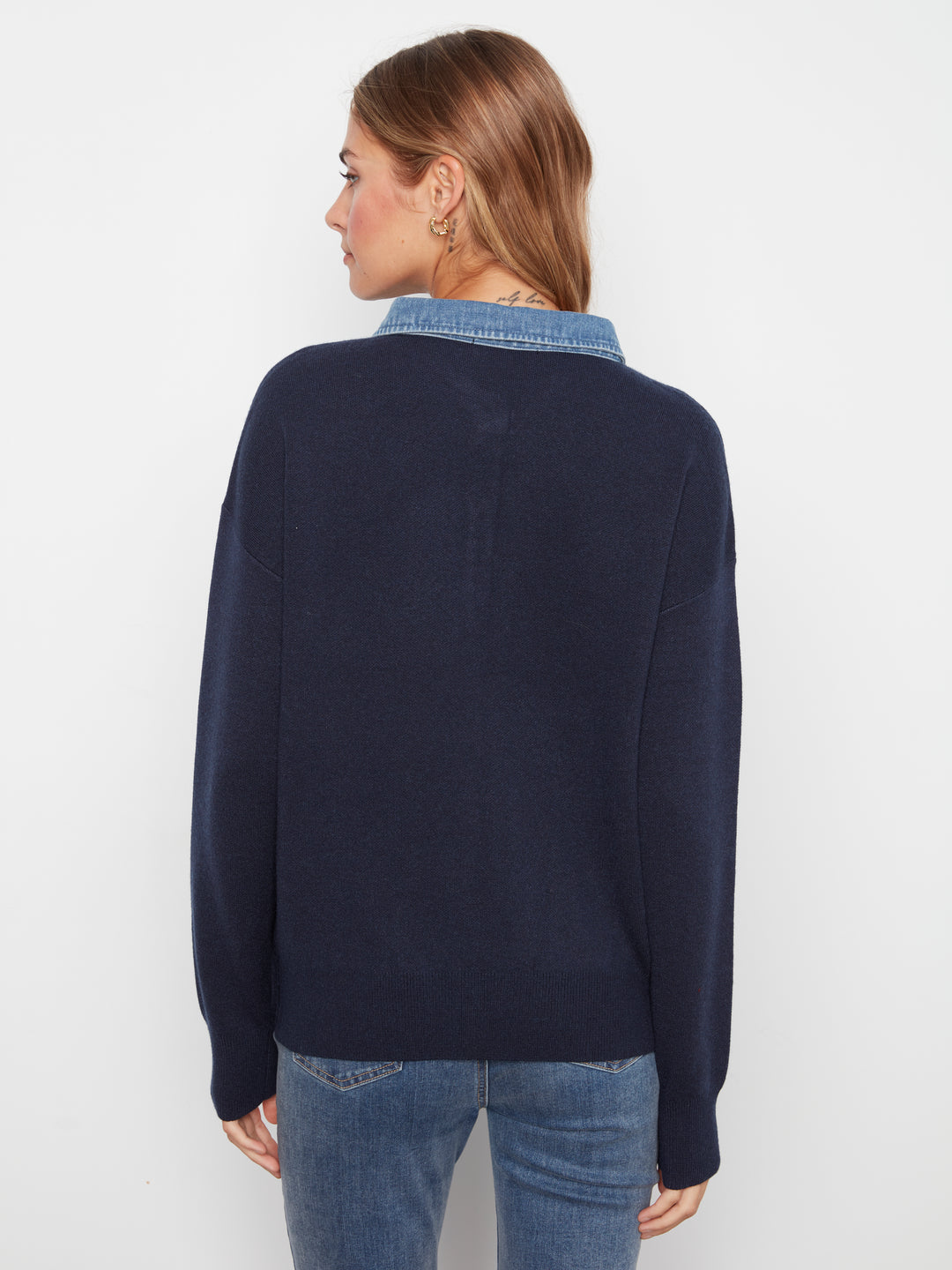 Le chandail polo à col en denim Charlie B | C2125-974A