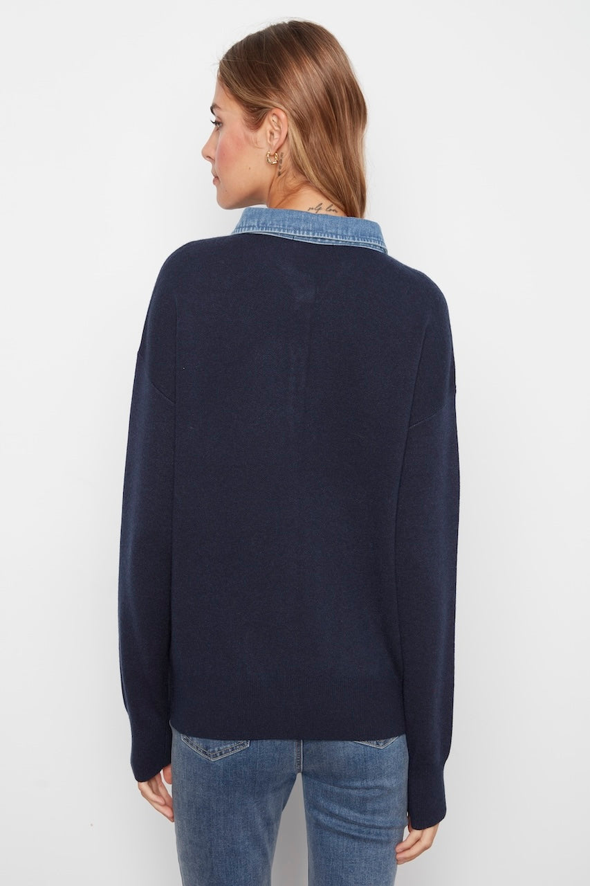Le chandail polo à col en denim Charlie B | C2125-974A