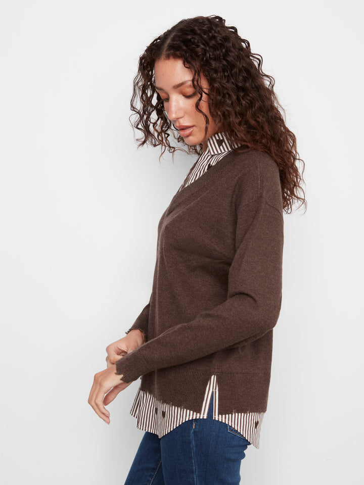 Le chandail rayé à blouse intégrée Charlie B | C2568RP-464A
