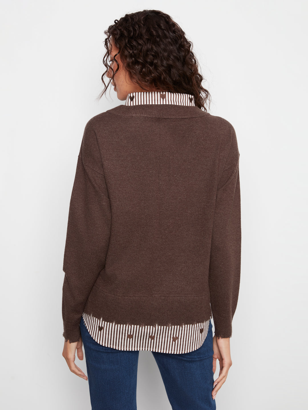 Le chandail rayé à blouse intégrée Charlie B | C2568RP-464A