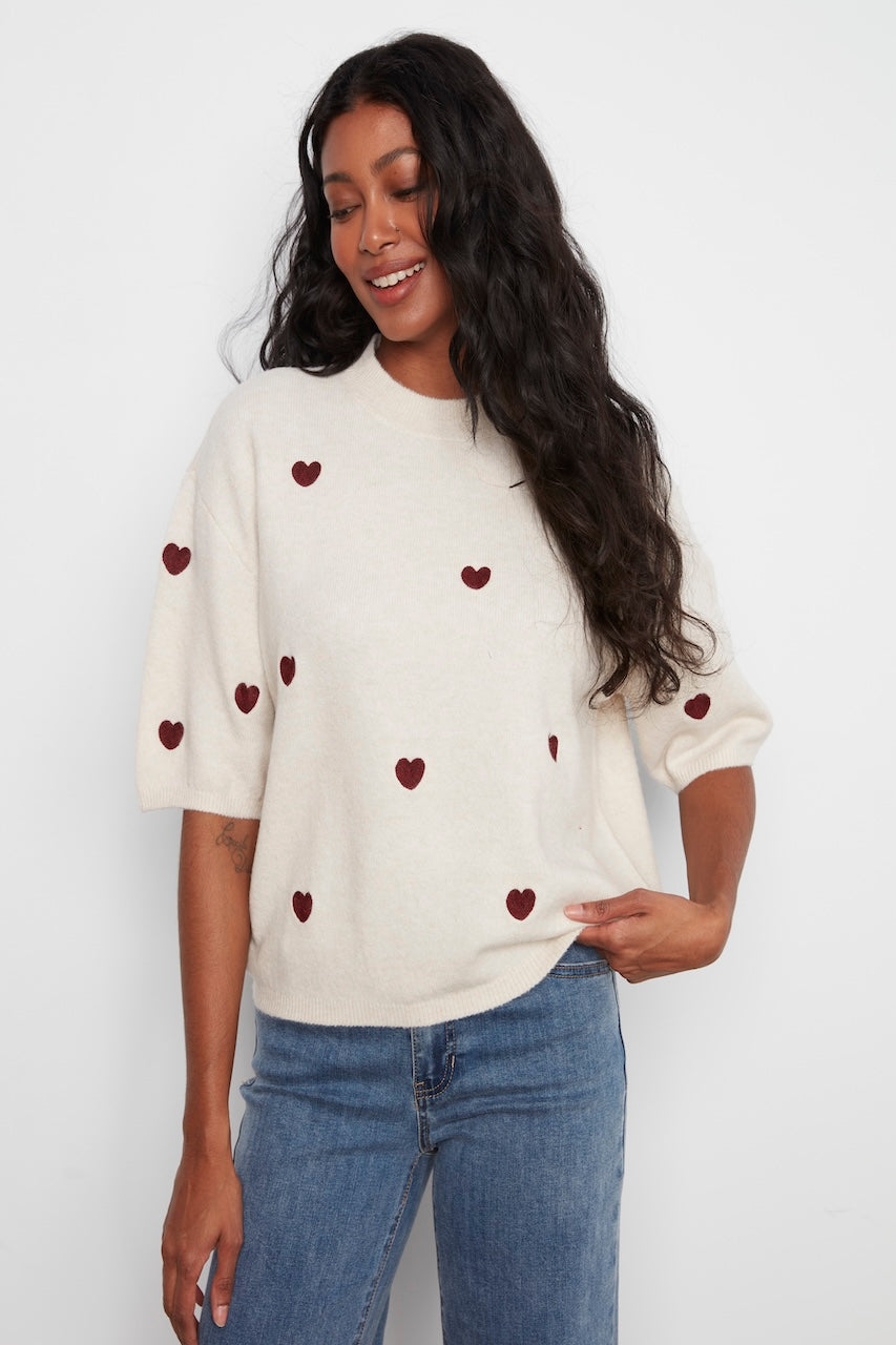 Le pull brodé à manches ballon Charlie B | C2858E-707C