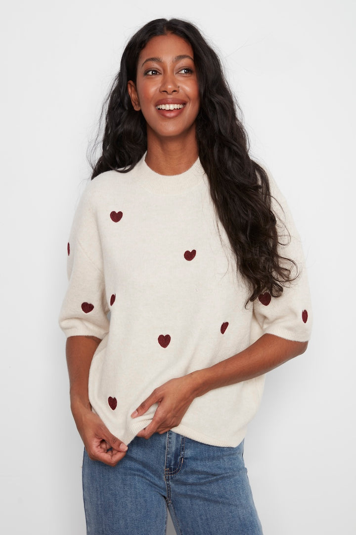 Le pull brodé à manches ballon Charlie B | C2858E-707C