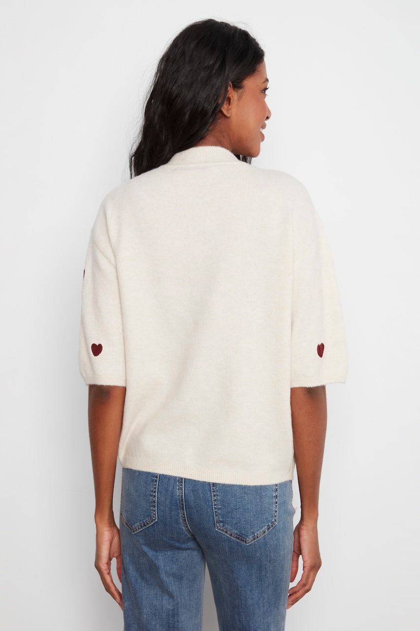Le pull brodé à manches ballon Charlie B | C2858E-707C