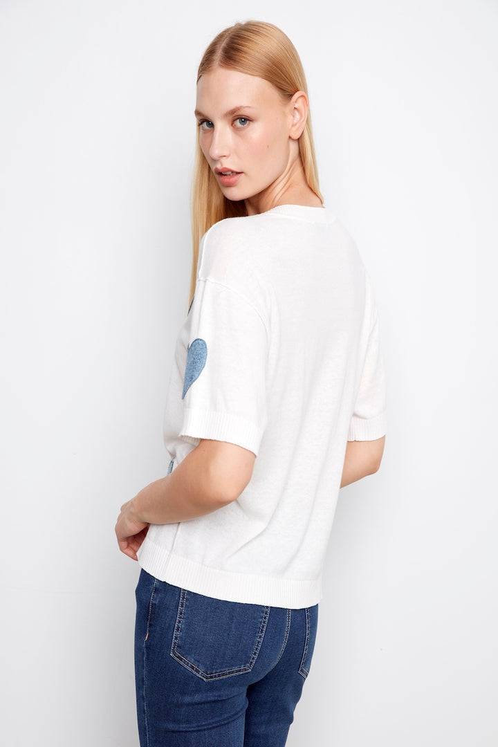 Le pull manches courtes détails brodés Charlie B. | C2947H-261B