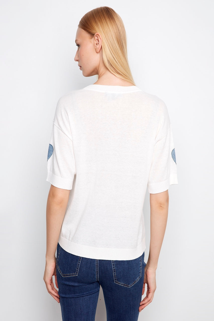Le pull manches courtes détails brodés Charlie B. | C2947H-261B