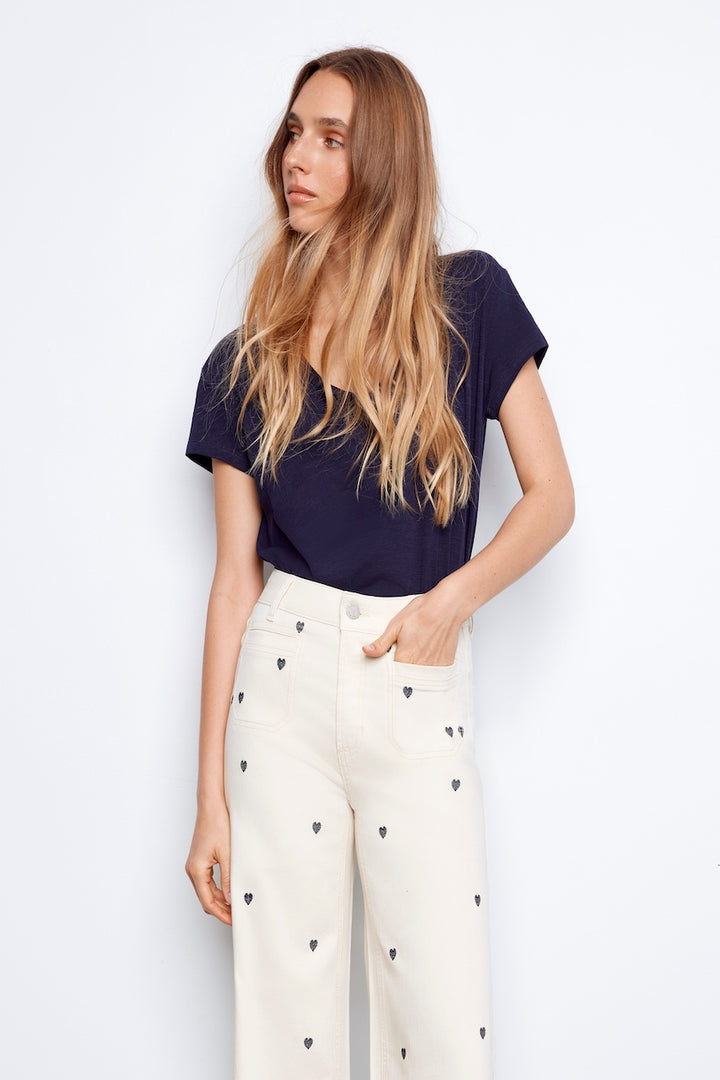 Le pantalon Flextwill broderie de coeur Charlie B. | C5538E-677B