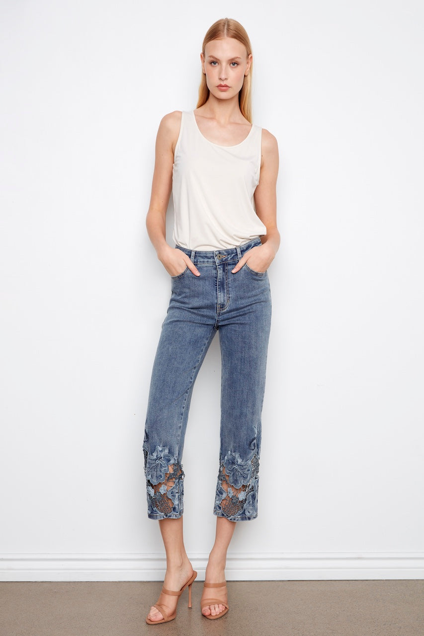 Le jean broderie découpée CharlieB. | C5648R-431A