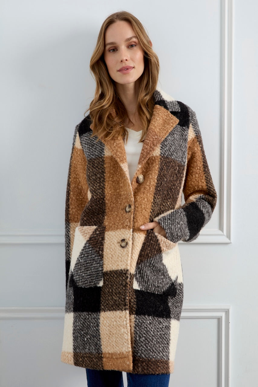 Le manteau à carreaux en bouclé Charlie B | C6141ZR-707B