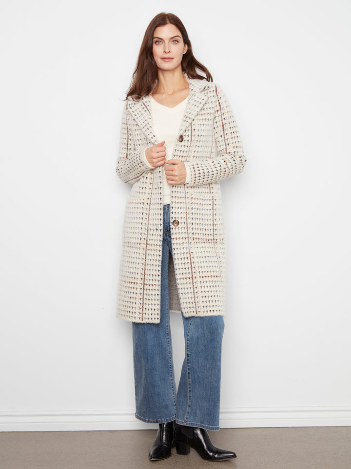 Le manteau-cardigan à carreaux Charlie B | C6326RR-950B