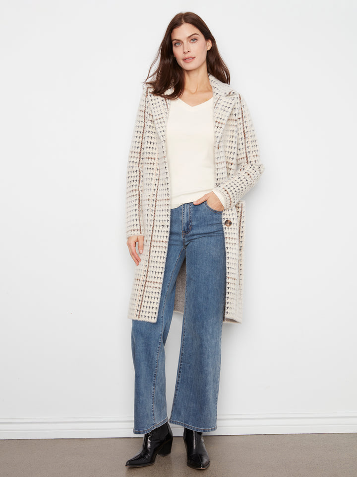 Le manteau-cardigan à carreaux Charlie B | C6326RR-950B